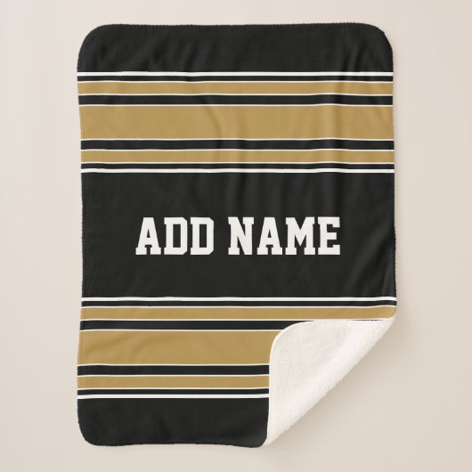 Couverture Sherpa Gold Stripes Sports Nom Jersey - CAN EDIT COULEUR (Devant)