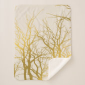 Couverture Sherpa Gold Tree Branches Motif Arrière - plan beige (Devant)