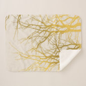 Couverture Sherpa Gold Tree Branches Motif Arrière - plan beige (Devant (Horizontal))