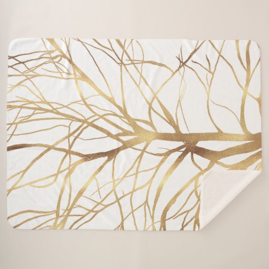 Couverture Sherpa Gold Tree Silhouette (Devant (Horizontal))