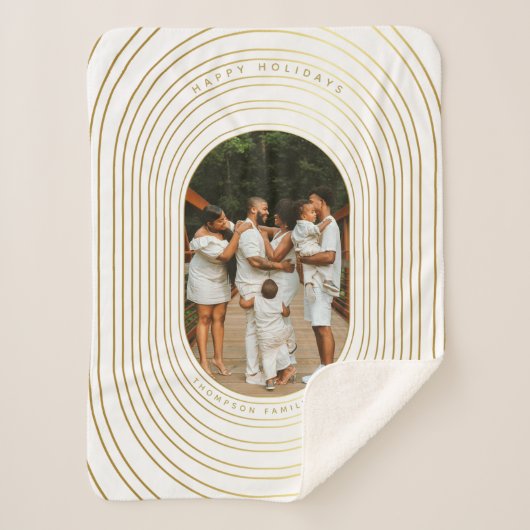 Couverture Sherpa Gold White Photo Famille (Devant)