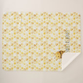 Couverture Sherpa Gold Yellow Honeycomb Sweet Cute Honey Bee (Devant (Horizontal))