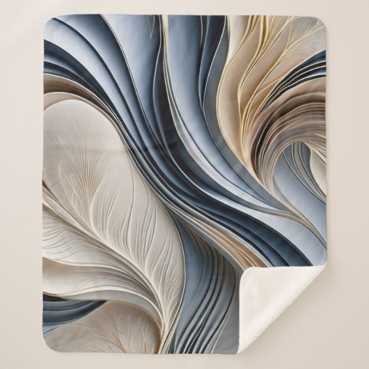 Couverture Sherpa Golden Air - Bleu et Or Flowing Abstrait (Devant)