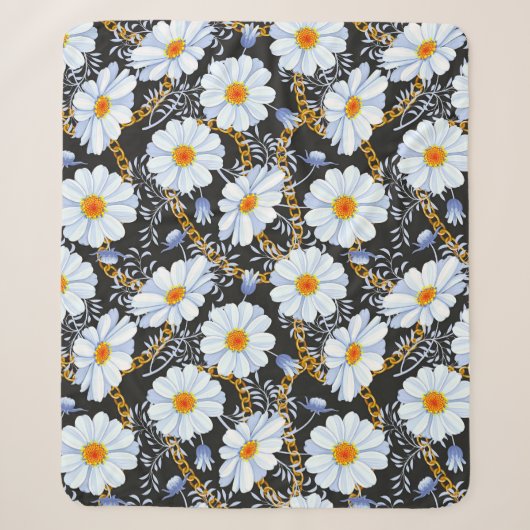 Couverture Sherpa Golden Baroque : Floral Chain Texture (Devant)