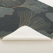 Couverture Sherpa Golden Ginkgo : Luxueux Déco Floral. (3/4)