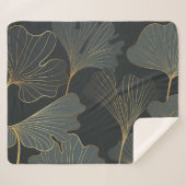 Couverture Sherpa Golden Ginkgo : Luxueux Déco Floral. (Devant (Horizontal))