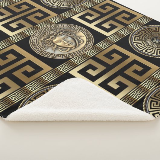 Couverture Sherpa Golden Medusa clé grecque (3/4)