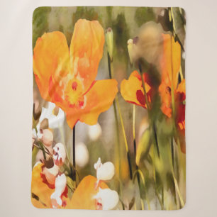 Couverture Sherpa Golden Orange California Pavot Acrylique Peinture