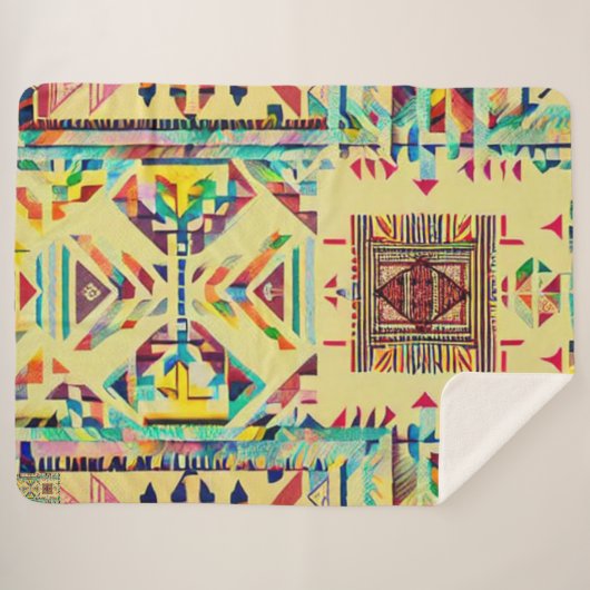 Couverture Sherpa Golden Rainbow Aztec (Devant (Horizontal))