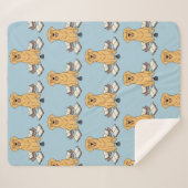 Couverture Sherpa Golden Retriever Scholar Blue Aesthetic Pattern (Devant (Horizontal))