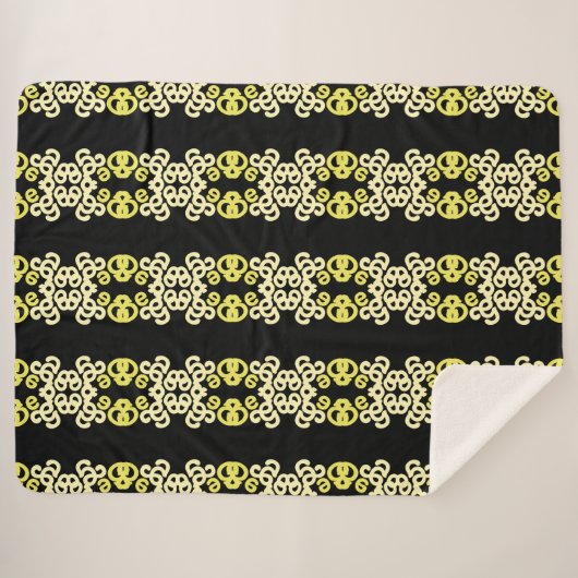 Couverture Sherpa Golden Yellow Ornamental Stripe Seamless Pattern (Devant (Horizontal))