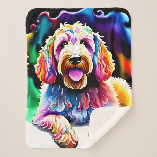 Couverture Sherpa Goldendoodle Happy Dog Collection Sherpa Blanket (Devant)