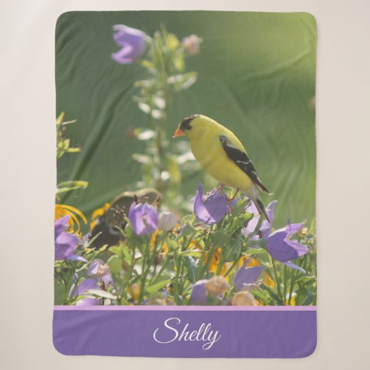 Couverture Sherpa Goldfinch sur Harebell Flower (Devant)