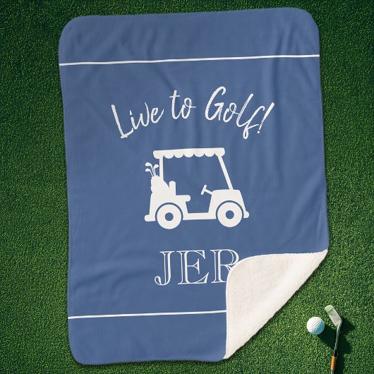 Couverture Sherpa Golf Panier Monogramme Initiales Classique Bleu