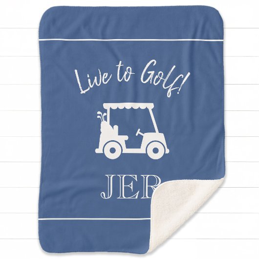 Couverture Sherpa Golf Panier Monogramme Initiales Classique Bleu