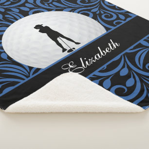 Couverture Sherpa Golf sur mesure Silhouette Motif bleu noir