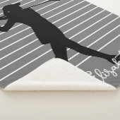 Couverture Sherpa Golfer Silhouette Femme Monogramme Nom Black Grey (3/4)