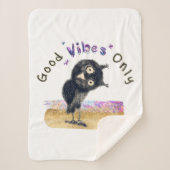 Couverture Sherpa Good Vibes seulement avec Chouette curieuse (Devant)