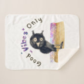 Couverture Sherpa Good Vibes seulement avec Chouette curieuse (Devant (Horizontal))