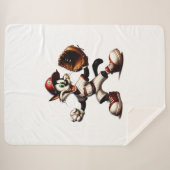 Couverture Sherpa Goofy Cat Baseball Pitcher Monte (Devant (Horizontal))