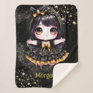 Couverture Sherpa Gothique fille Décor personnalisé Goth Kawaii Chib