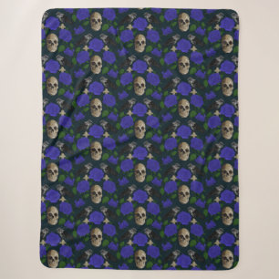 Couverture Sherpa Gothique foncé Grungy Vins Roses Corbeau bleu crân