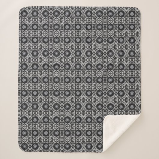 Couverture Sherpa Gothique noir blanc 8 pointes étoile géométrique (Devant)