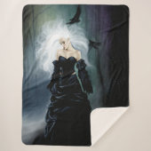 Couverture Sherpa Gothique Ravens Forêt Femme Noir (Devant)