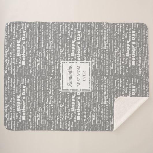 Couverture Sherpa Graceful Grey Script Mother’s Day Personalized  (Devant (Horizontal))
