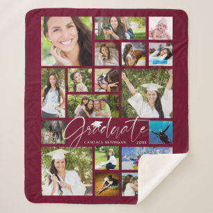 Couverture Sherpa GRADUATE Moderne 19 Photo Collage Script Maroon
