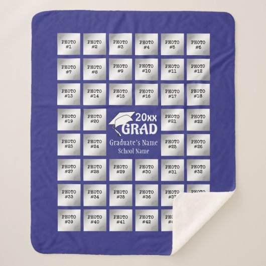 Couverture Sherpa Graduation 44 Collage de photos (PURPLE modifiable (Devant)