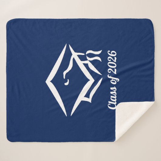 Couverture Sherpa Graduation Class of 20?? BLUCLWHT Customize Year (Devant (Horizontal))