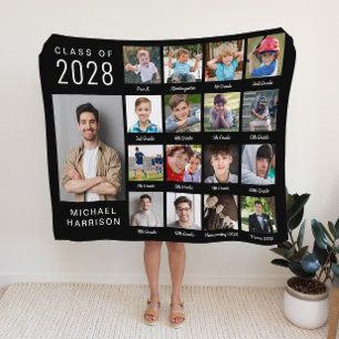 Couverture Sherpa Graduation moderne 17 Photo Collage noir