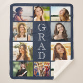 Couverture Sherpa Graduation Photo Collage Bleu personnalisé (Devant)