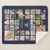 Couverture Sherpa Graduation Photo Collage Script CLASSE OF Navy Blu (Devant (Horizontal))