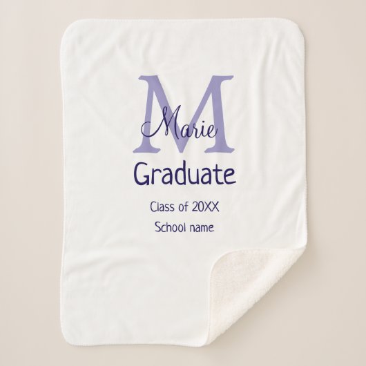 Couverture Sherpa Gradué ajouter nom monogramme violet simple m mini (Devant)