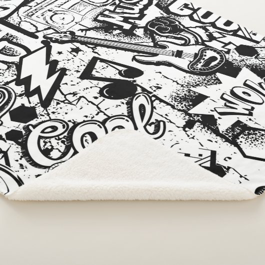 Couverture Sherpa Graffiti Abstrait en noir et blanc  (3/4)