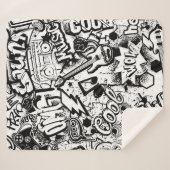 Couverture Sherpa Graffiti Abstrait en noir et blanc  (Devant (Horizontal))