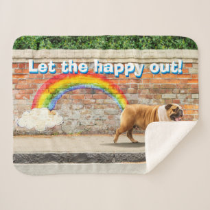 Couverture Sherpa Graffiti de chien et d'arc-en-ciel