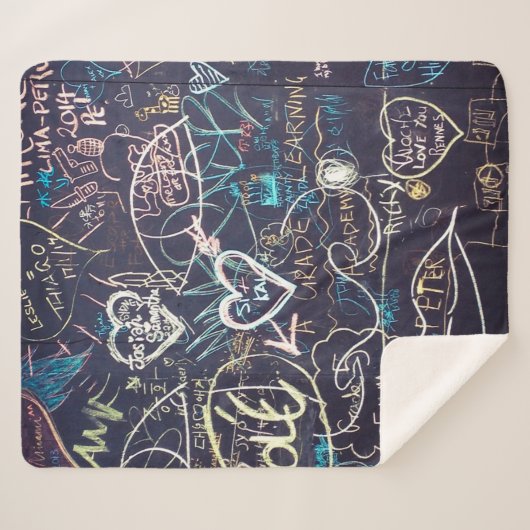 Couverture Sherpa Graffiti tableau noir amour (Devant (Horizontal))