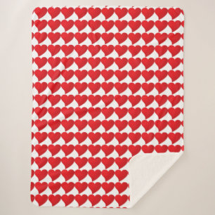 Couverture Sherpa Grand Coeur Rouge, Amour, Saint Valentin blanc