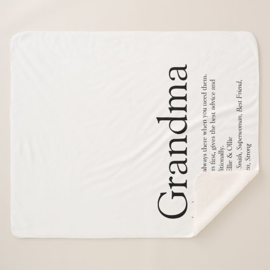 Couverture Sherpa Grand-mère Définition Black and White Modern Fun (Devant (Horizontal))