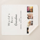 Couverture Sherpa Grand-mère famille photo collage blanc (Devant (Horizontal))