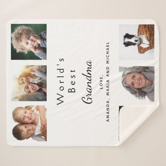 Couverture Sherpa Grand-mère grand-mère famille photo collage blanc (Devant (Horizontal))