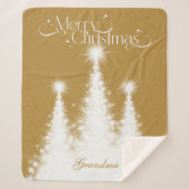 Couverture Sherpa Grand-mère Noël Blanche or avec nom (Devant)