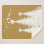 Couverture Sherpa Grand-mère Noël Blanche or avec nom (Devant (Horizontal))