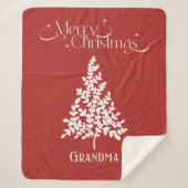 Couverture Sherpa Grand-mère Noël Blanche rouge avec nom (Devant)