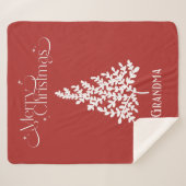 Couverture Sherpa Grand-mère Noël Blanche rouge avec nom (Devant (Horizontal))