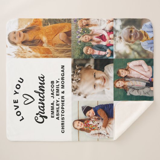 Couverture Sherpa Grand-mère Nous t'aimons Coeurs Photo moderne Coll (Devant (Horizontal))