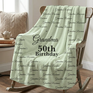 Couverture Sherpa Grand-mère personnalisée 50e anniversaire nom pers